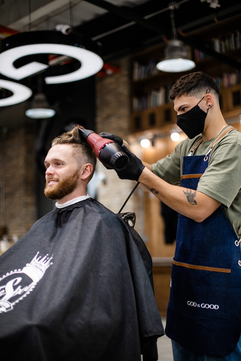 Styled beard with fade haircut combo