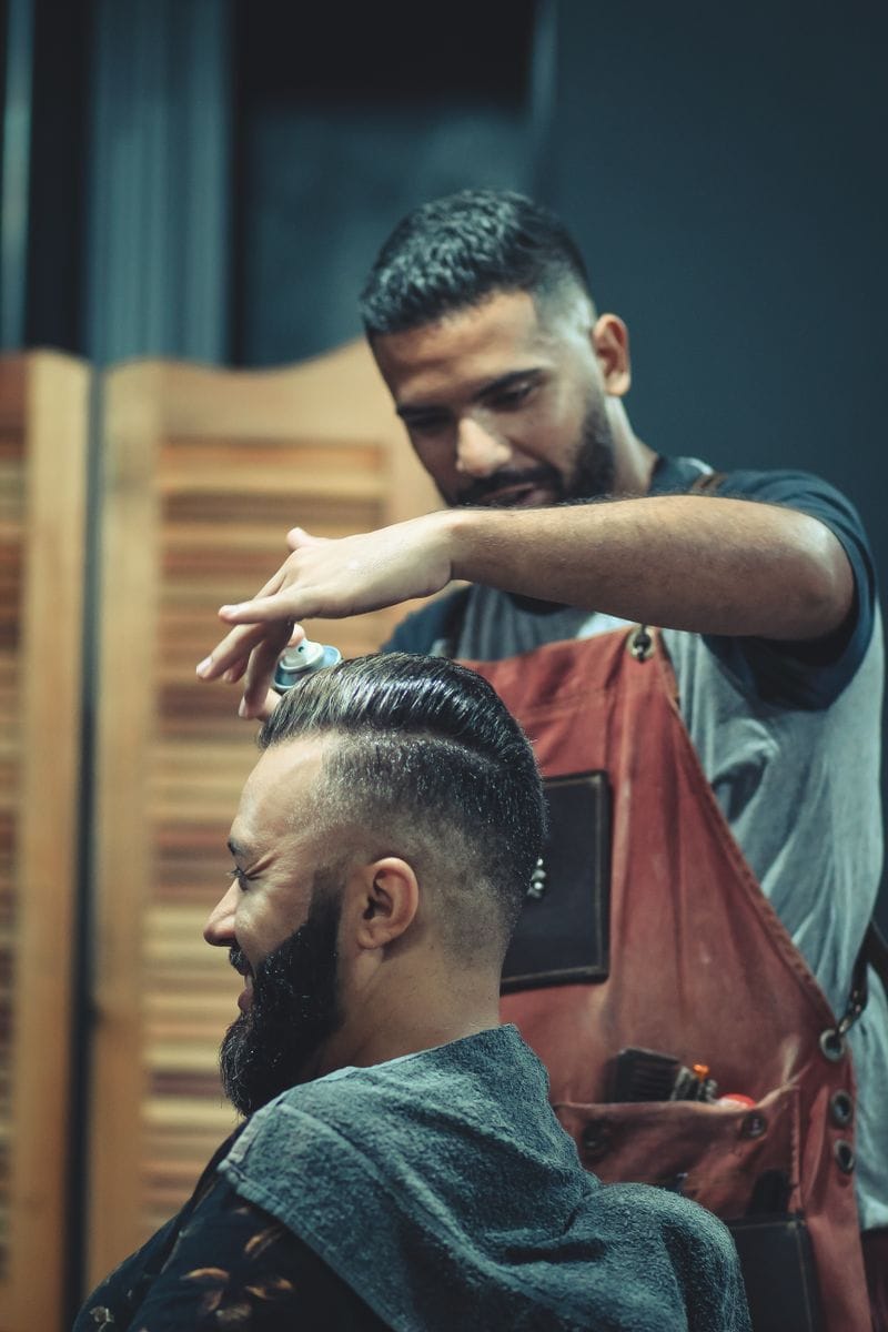 Thick beard freehand scissor trimming